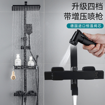 Langsi light extravagant shower shower set all copper household nozzle thermostatic valve bathroom bathroom black shower