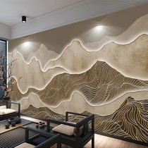 New Chinese TV Background Bamboo Wood Fiber Integrated Wall Panel Hotel Hotel Abstract Light Lavish Relief Landscape Wall Panel