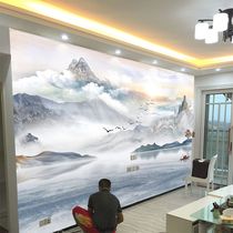 New Chinese TV background wall bamboo wood fiber integrated wall panel 8D living room ink landscape decoration quick installation wall panel
