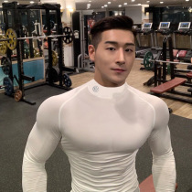 Muscle captain tights men long sleeve fitness T-shirt sports Brothers high collar basketball running training quick dry clothes