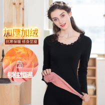 Warm lingerie female plus suede thickened single piece blouse body tight body student pure cotton Winter hit bottom autumnille cotton sweatshirt