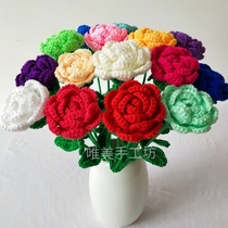 Handmade wool woven roses fake flower simulation flower finished Chinese Valentines Day Teachers Day gift 3