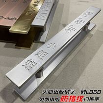 Modern minimalist glass door handle Fingerprint Proof Clothing Shop Big Door Handle Silver Wire Drawing for LOGO lettering