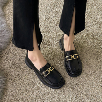 Yongshi womens shoes Single shoe woman 2022 Spring new black One foot pedal Lefoe shoes female Inn wind small leather shoes female