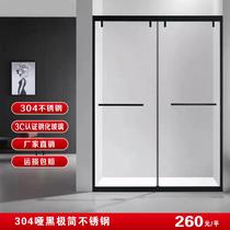 Customized 304 one-shaped bathroom partition tempered glass door shower room sliding door toilet shower room screen