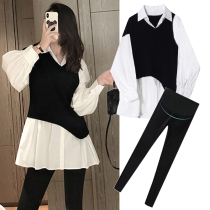 Pregnant women spring clothing set fashion 2022 new early spring tide mother Net Red foreign air pregnant women out two sets