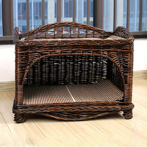 Double layer of cat rattan chowl chowl chowit all season universal kitty owl house small canine dog house can be detached to wash pet nest
