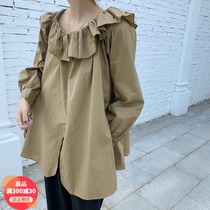  Maternity shirt mid-length pregnancy shirt temperament two-wear doll shirt Korean loose maternity top womens summer
