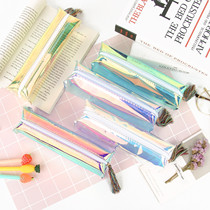 Net red ins Japanese high-value laser transparent pencil case simple hipster girl student large capacity stationery box