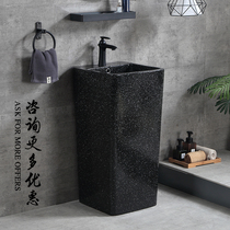 Obsidian column basin square wash basin floor basin monolithic basin one-body basin balcony ceramic ceramic basin