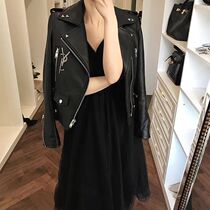 2021 spring new sheepskin leather leather womens short slim biker jacket thin jacket Korean version of the tide