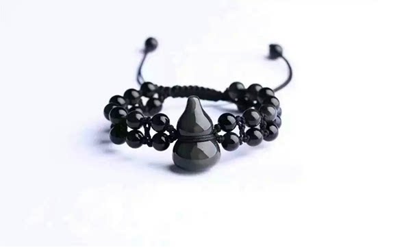Wanfu gold clothing open light to send parents natural obsidian gourd bracelet Flu jewelry longevity bracelet