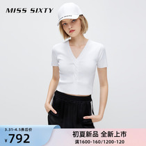 Miss Sixty2022 Summer new knitted sweatshirt woman V collar embroidery for short 6W2RJ7771000