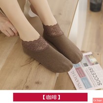 Lace lace socks children warm autumn velvet Winter Moon floor socks plus velvet thick non-slip silicone socks