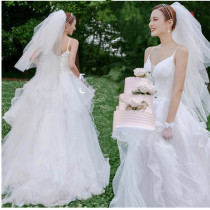 Studio theme Wedding clothing location shooting Dress Couple photo photo photography Street photography Travel photography Puffy white yarn