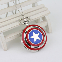 Captain America Mens and Womens Watches Glue Flip Quartz Pocket Watch Captain America Shield Watch Europe and America Series