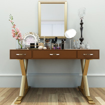 Modern minimalist bedroom iron dressing table multifunctional solid wood mini makeup table small apartment desk Workbench