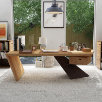 Solid wood large desk designer creative work table and chair combination staff office writing desk Simple single boss