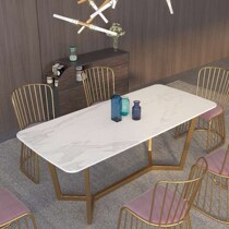 Small household multi-person dining table and chair Theme restaurant Cafe table and chair Nordic rectangular marble dining table