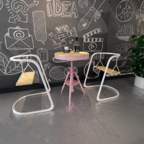 Net red ins Creative chair Wrought iron outdoor milk tea shop Swing table and chair combination Lazy cafe leisure backrest