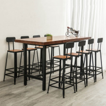 Chair combination Bar table American retro solid wood industrial style milk tea shop Cafe Casual high foot outdoor table and chair