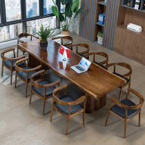New Chinese solid wood whole board office desk Company staff multi-outdoor tables and chairs set person conference table Multi-functional original
