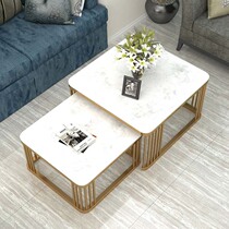 Nordic Marble square coffee table Household living room foldable coffee table combination ins Wrought iron metal letter several