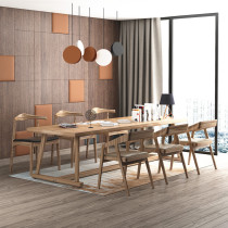 Solid wood company conference long table Model Room long bar boss table studio office table and chair combination Nordic furniture