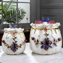 Huangzhuang European ceramic rice barrel rice storage box 10 KG 30kg household kitchen with lid sealed storage tank