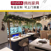 Marble smoke-free purification hot pot table shabu-bake all-in-one table and chairs self-service smoke-free barbecue table without laying pipes