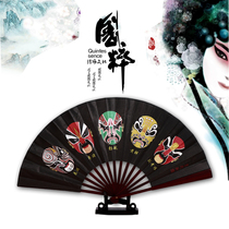 Performance folding fan ancient style 10 inch women children 8 inch 9 inch photography ancient costume Peking Opera Opera double-sided black silk cloth fan