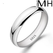 925 dead mouth closed glossy couple ring a pair of net red Japanese and Korean version of the simple student ring for men and women lettering