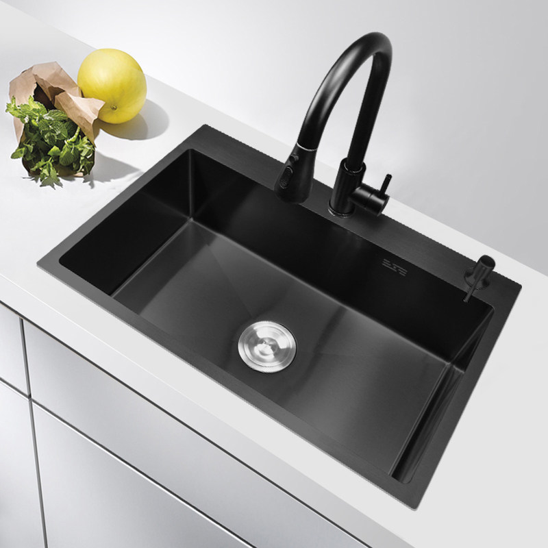 Black nano sink single sink large 304 stainless steel hand washbasin kitchen household sink single basin