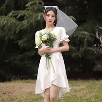 White Bridesmaid Dress Code Style Little Sublate Dress Female Fish Tail neckline registration Lions dress normally able to wear white dress Summer