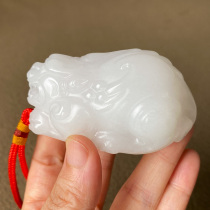 Xinjiang Hetian Jade white jade hand piece play piece three-dimensional carving mutton jade animal handle piece