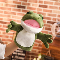 Frog hand puppet plush toy kindergarten parent-child interactive performance small animal gloves doll mouth can move