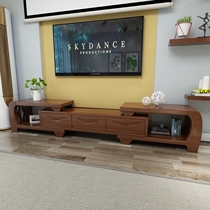 Chinese style full solid wood TV cabinet telescopic modern minimalist tea table living room cabinet oak wood ground cabinet wall cabinet side cabinet furniture
