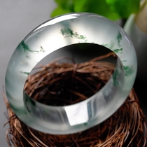 Ice flower princess natural jade bracelet wide version of Myanmar A goods glass Yang green jade bracelet is a circle female model
