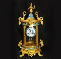 Eurocean Western Pure Copper Tai Blue Clock Old - style retro - string mechanical clock Home Creative Living Room Clock