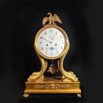 European Western carved cast copper gilt ancient clock Old-fashioned vintage winding mechanical clock Home creative living room pendulum clock