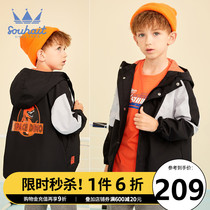 Childrens clothing boy thin windbreaker 2021 Autumn New hooded mens treasure casual jacket windproof jacket