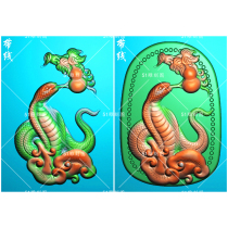 Fine carving figure jdp relief animal jade carving hanging bmp grayscale figure GDA-023 Ganoderma lucidum gourd snake pendant with line