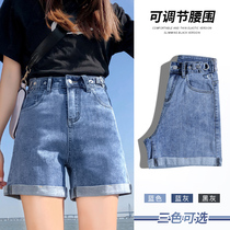 2021 new denim shorts womens summer wide legs fashion casual thin section loose straight high waist thin tide ins