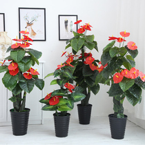 Fake flower anthurium large-scale home simulation plant interior decoration living room flower landing large potted green plant decoration bonsai