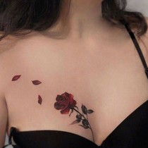 Chest red rose petal tattoo sticker ankle Garland shoulder dark waterproof long-lasting female Tattoo Beautiful