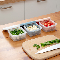 Scallion fresh storage box food grade refrigerator storage box kitchen fruit vegetables onion ginger garlic with lid drain storage box