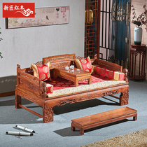 Mahogany bed sofa Hedgehog Rosewood Antique furniture Three-piece solid wood New Chinese mortise and tenon living room Rosewood Arhat bed