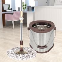 Stainless steel rotating mop bucket double drive automatic household mop hand press spin dry mop single bucket mop full steel bucket