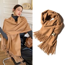 New solid color scarf womens winter thickening autumn and winter imitation cashmere shawl 2022 camel warm scarf all-match dual-use