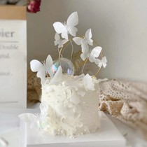 Three-dimensional butterfly cake decoration plug-in iron happy birthday card goddess fairy birthday baking cake dress